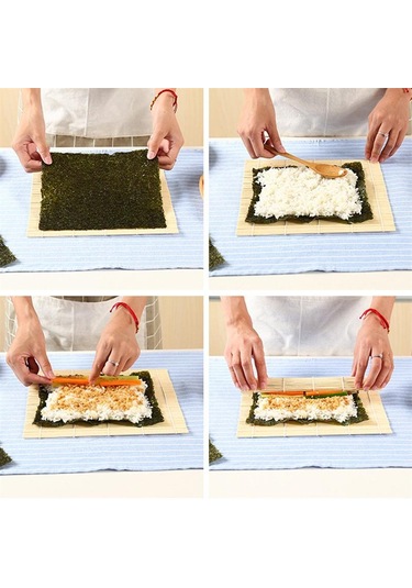Pratik Suşi Haddeleme Rulo Bambu Malzeme Mat Makinesi Ve Pirinç Kürek Seti