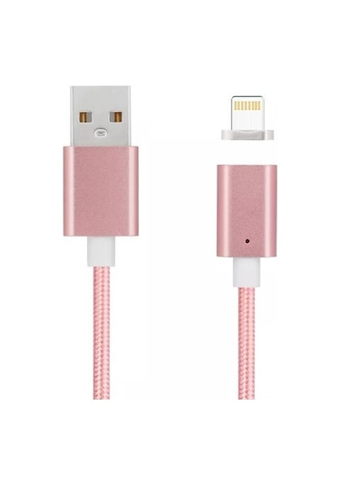 Manyetik Mıknatıslı Lightning Şarj Kablosu Rosegold Hasır- (254989821)
