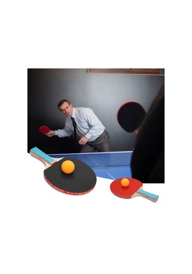 Ranyeek 2 Oyuncu Ping Pong Seti: 2 Adet Ahşap + Kauçuk Raket Ve 3 Top, Renkli Saplı Spor Eşyası