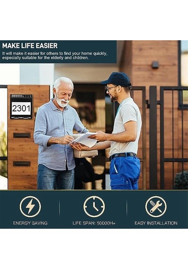 Agoodshop Su Geçirmez Sokak Işareti Güneş Enerjili Dijital Ev Işığı Numara Duvar Işığı Adres Işa