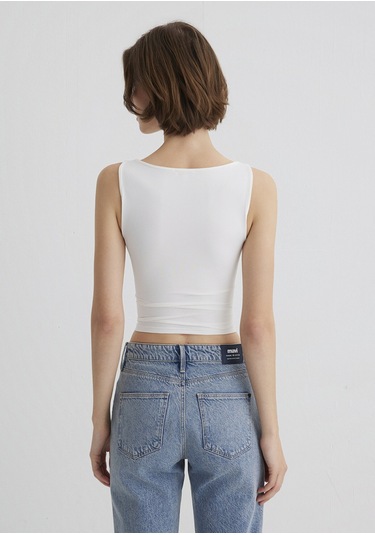 Mavi - Kayık Yaka Beyaz Poliamid Top 1613497-70057 Beyaz