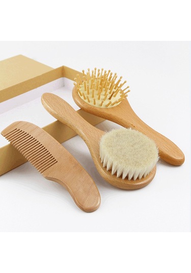 Suntek 3 Parça Ahşap Saplı Saç Fırçası Tarak Çocuklar
