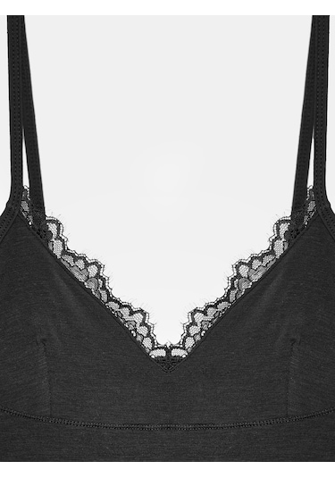 Dilvin 21191 Dantelli Top-siyah