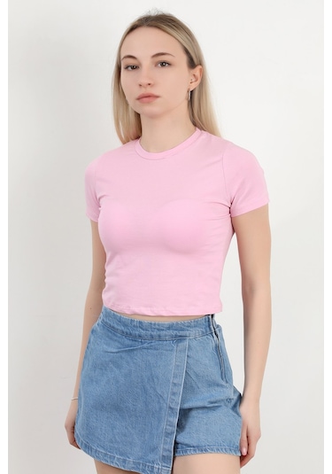Giysa Kadın Bisiklet Yaka Pamuklu Basic T-shirt Pembe Ms0000102 Şeker Pembe Giysa Kadın Bisiklet Yaka Pamuklu Basic T-shirt Pembe Ms0000102 Şeker Pembe