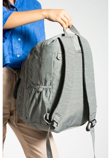 Ultra Hafif Çok Cepli Su Geçirmez Okul Çantası Laptop, Notebook, Okul, Spor, Seyahat Gri 571-2a-3 Gri