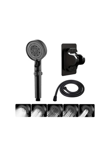 5 Fonksiyonlu Turbo Duş Başlığı Siyah Duş Takımı Siyah
