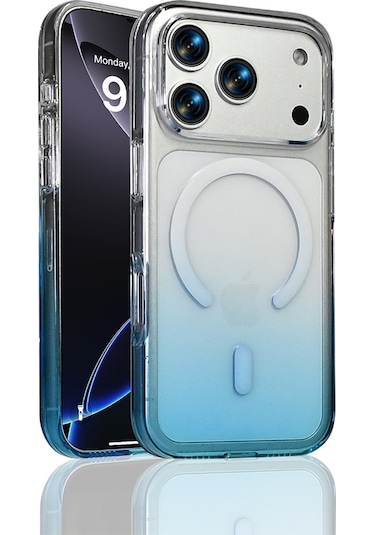Apple Uyumlu iPhone 17 Pro Max Kılıf M-safe Şarj Özellikli Septik Silikon Kılıf Turkuaz