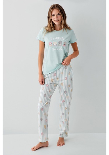 Rolypoly Kadın Yeşil Pijama Takım Yeşil