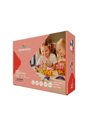 Cleverclixx Curved Pack Manyetik Bloklar, Pastel 34 Parça