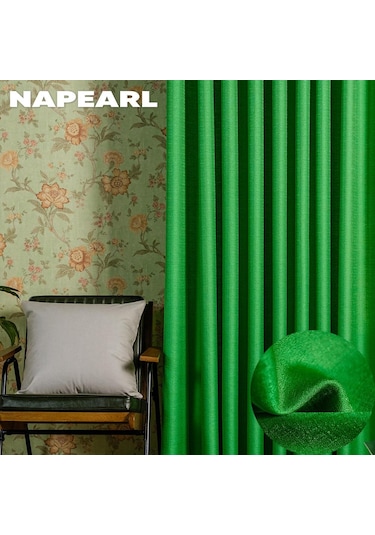 Yeşil 1 Adet Basit Tarzı Renkli Tül Çekme Pilili Bant Pencere Perdesi Nispeten Kalın Sırf Perde Oturma Odası Mutfak Perdesi Napearl W100cm X L250cm