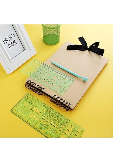 Singree Mimari Çizim Ve Geometri Tasarımı İçin 6'lı Yeşil Å Ablon Seti - Ofis Ve Mobilya Projeleri