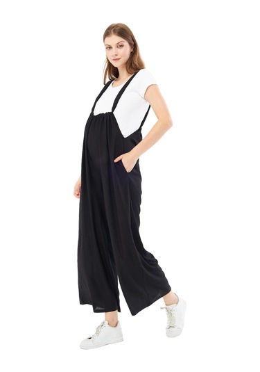 Luvmabelly - Myra6120 - Mevsimlik Örme Hamile Salopeti-siyah