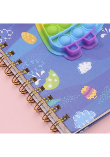 Popit Sert Kapak Defter Kedi Patisi Desenli Silgi Hediyeli Yeşil