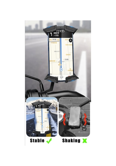 9081733430228 - Honda Pcx Karbon Darbe Emici Tirreşim Engelleyici Motosiklet Telefon Tutucu Siyah