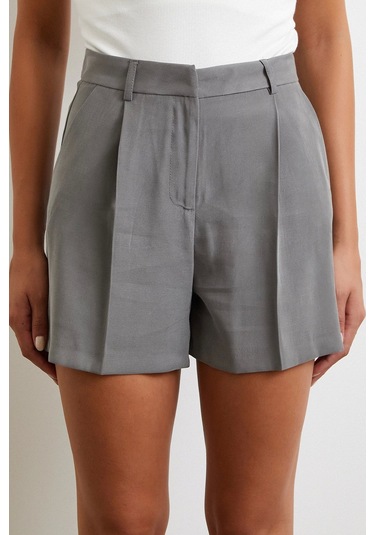 Piliseli Cepli Şort Gri Gri
