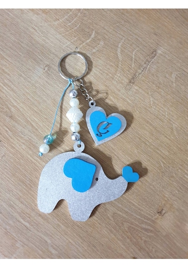 Hdrlazerdizayn Ahşap Fil Ve Kalpli Anahtarlık Bebek Hediyelik