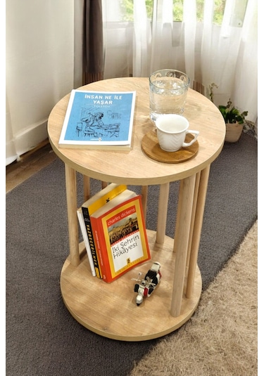 Ahşap Ayaklı C Sehpa Koltuk Sehpası Yan Sehpa Zigon Sehpa Servis Sehpası Safir Meşe