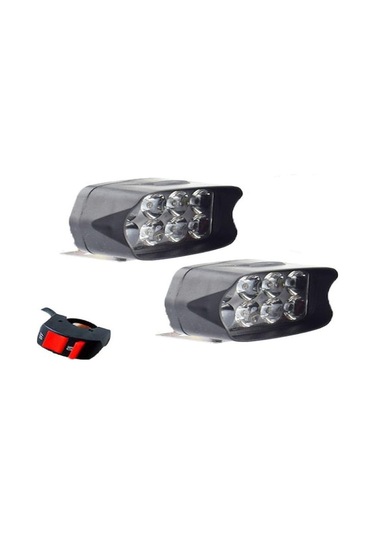 Mercek 8 Boncuklu Spot Işığı + Vidalar 2 Takım Elektrikli Motosiklet Işığı, Güçlü Led