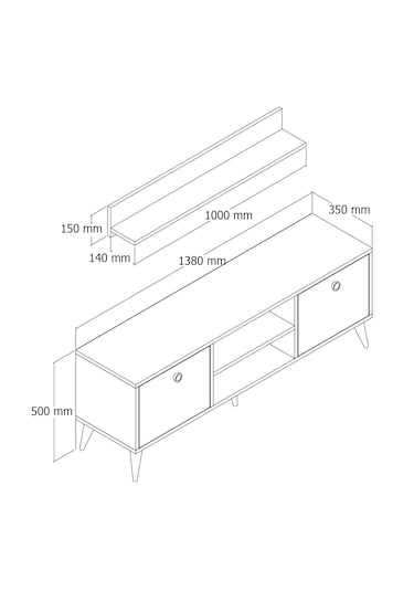 Ferniso Mobilya 138 Cm Tv Ünitesi Alba Çizgili Kapak
