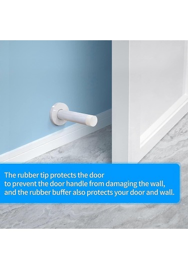 Adet 3,5 İnç Kapı Durdurucu, Kauçuk Uçlu Paslanmaz Çelik Kapı Durdurucu, Duvara Monte Kapı Koruması G20241129663 Beyaz Diğer