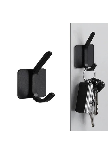 Yapışkanlı Metal Banyo Mutfak Eşya Askılığı-al4618 1 Adet Siyah