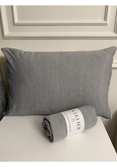 Gri Ranforce Lastikli Fitted Çarşaf Takımı Çift Kişilik 160x200