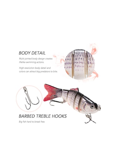 Neevoyu 5 Adet 10cm Sert Yem Balık Avı Oltası - Keskin Üçlü Kancalı Yapay Yem Seti