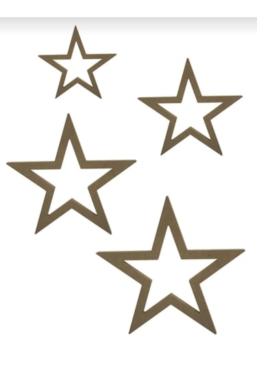 Boyanabilir Ahşap Mdf Yıldız Temalı 4 Lü Dekoratif Obje - Süs