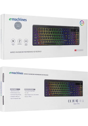 Acer Emachines, Eak860, Siyah, Usb Kablolu, Rainbow Backlight, Membran Tuşlar, Türkçe Q, 100 Tuşlu,