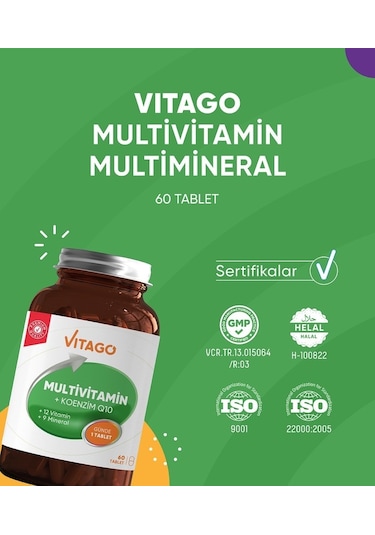 Vitago Multivitamin Koenzim Q-10 Takviye Edici Gıda 60 Tablet