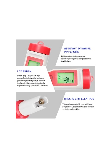 Dijital Ph Ölçer 4'Ü 1 Arada Ph Tds Ec Sıcaklık Test Cihazı