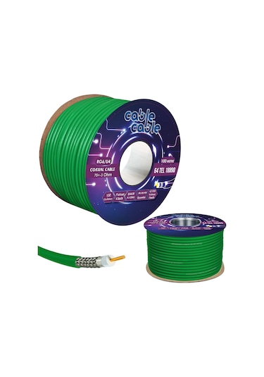 Kablo Kablo ANTEN KABLOSU RG6/U4 1.02MM 64TEL YEŞİL 100MT