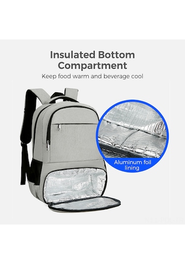 Padalink Isı Yalıtımlı Sırt Çantası - Usb Şarj Portlu, Hırsıza Karşı Cep, Su Geçirmez Siyah