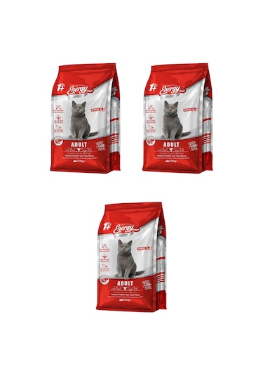 Energy Sığır Etli Yetişkin Kedi Maması 3 x 500 G