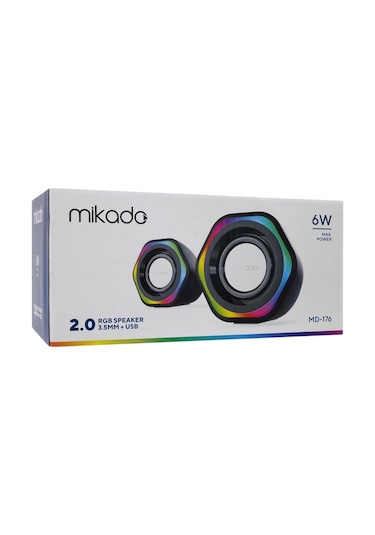 Mıkado Md-176, 6w, 1+1, Masaüstü, Rgb Aydınlatma, Usb, Siyah Kasa, Speaker
