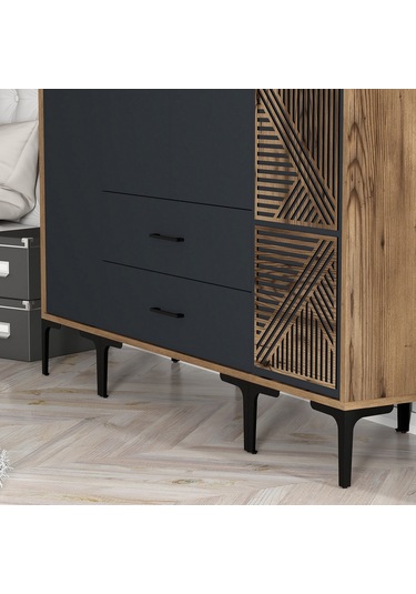 Variant Kumsal 4 Kapılı Stp Gardrop - Ceviz / Antrasit