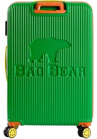 Bad Bear Logo Suitcase 23.01.80.001y Yeşil Büyük Boy Tekerlekli Abs Valiz 95 Lt. Yeşil