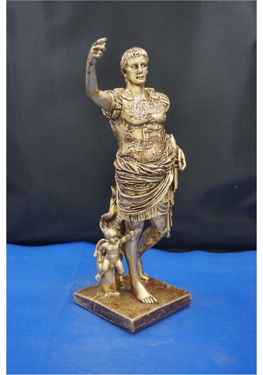 Sezar Augustus Roma İmparatoru Heykeli - 33 Cm Dekoratif Biblo, Ev & Ofis Hediyelik Aksesuar Altın