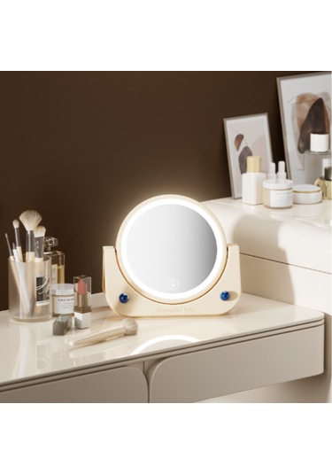 Yifomall Duvarlara Monte Edilebilir Led Aydınlatmalı Katlanır Makyaj Aynası - 3 Renkli Dokunmatik Işık