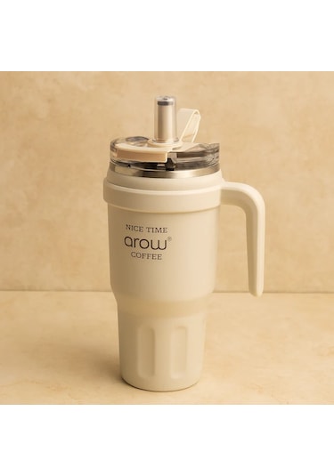 Arow Paslanmaz Çelik Tutmalı Termos Beyaz 1 Litre Beyaz