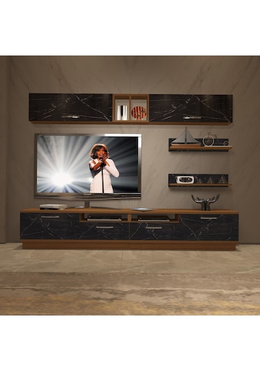 Decoraktiv Trendstyle 5220 Slm Tv Ünitesi Tv Sehpası Ceviz - Siyah Mermer