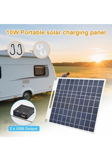 Trendooze 10w Usb Şarj İstasyonlu & 2 Çıkışlı Solar Panel - Taşınabilir Solar Jeneratör, 5v/12v/24v Uyumlu, Sunshine022 Model,