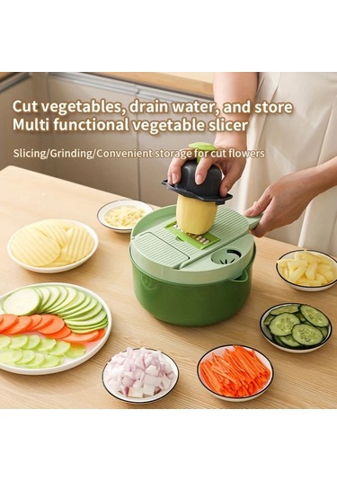 Honeybeeshop Manuel Mutfak Sebze Meyve Dilmece 14in1 Büyük Parçalar Keskici Güçlü Tasarım Kilitli Hıyar Soğan Havuç Domates Ev Profesyonel Şefler İçin 1 Parça