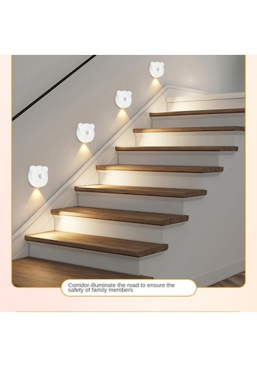 Soğuk Beyaz Led İnsan Algılama Gece Lambası Pır Hareket Sensörü Duvar Lambası Usb Şarj Edilebilir Dolap Koridor Merdiven Mutfak Işık Soğuk Beyaz