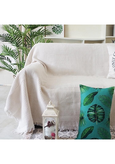 Gri Kanepe Örme Kapak Battaniye Püsküllü Goblen Yatak Masa Seyahat Dekor Battaniye Ev Otel Pamuk Yatak Ofis 90x240cm