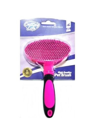 Özel Tasarım İnce Telli Tüy Tarama Kedi Fırçası 16 Cm - Pembe