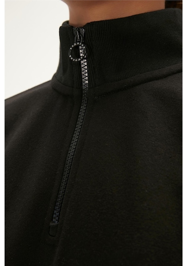 Bad Bear Zoe Half-zip Siyah Yarım Fermuarlı Kadın Sweatshirt-siyah Siyah