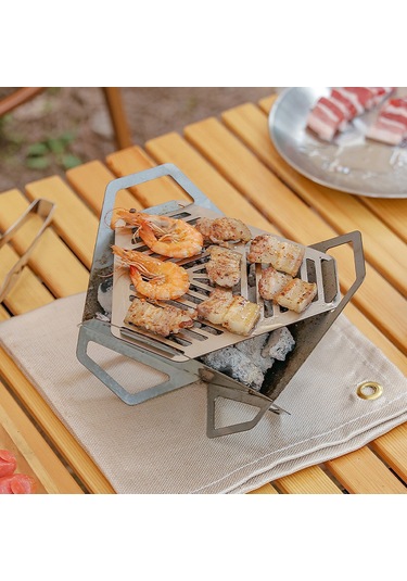Yaozixa Dışarıda Kullanalım: Çelik Paslanmaz, Taşınabilir, Montaj Kolay Mini Barbekü Izgarası - Rüzgar Engeli Ve Çantasıyla Çok Renkli