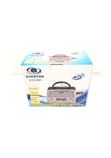 Everton RT-301 Ahşap Nostaljik Görünümlü Bluetoothlu USB-SD Card MP3 Çalar Radyo Müzik Kutusu