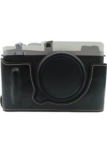 Pazly Fujifilm X-e4 İçin Siyah Pu Deri Alt Kasa, Pil Açma Tasarımlı Yarım Kapak